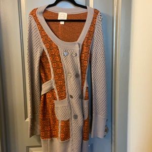 Long knee length Anthropologie sweater.